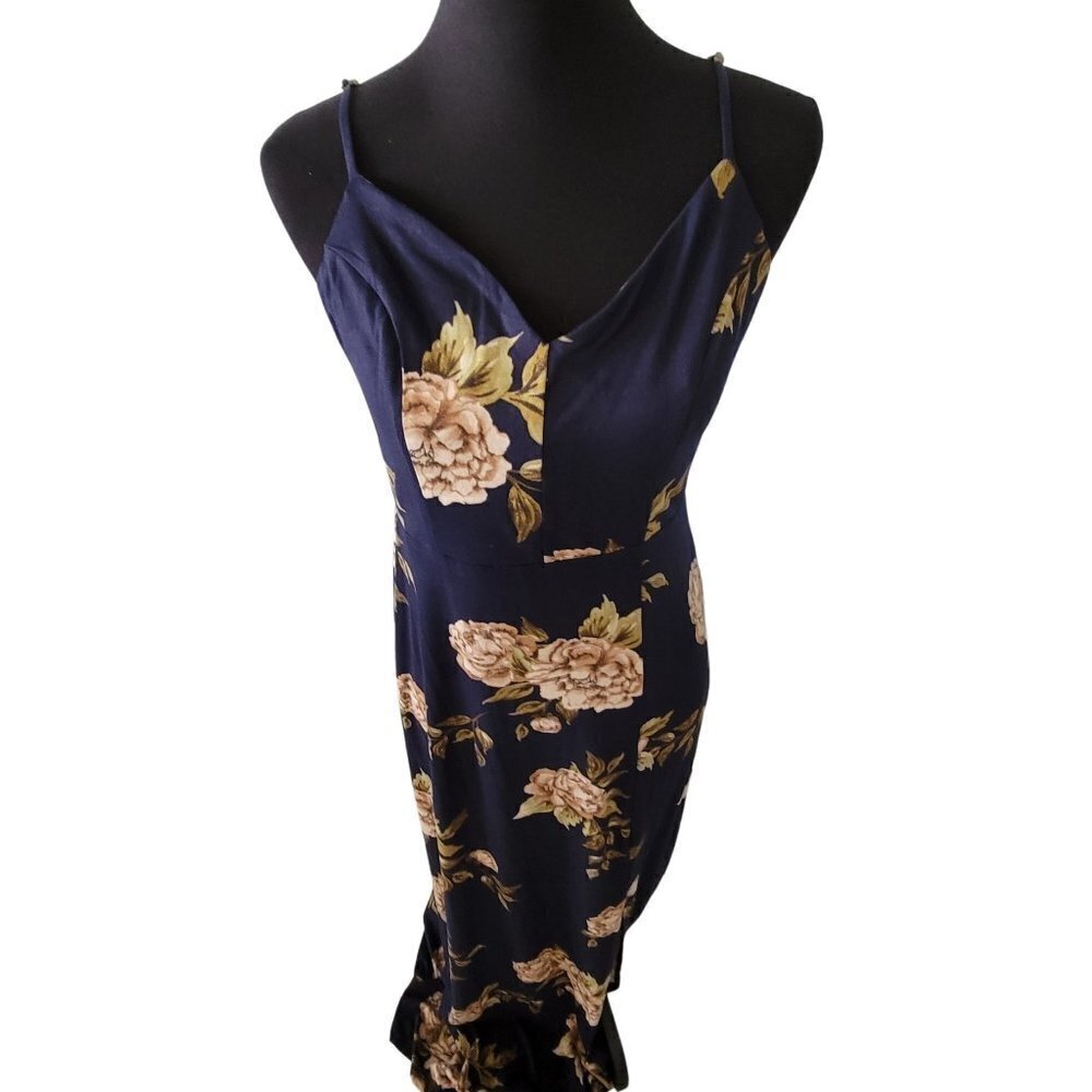 Nine Britton Jersey Knit Navy Floral Maxi Dress Size Medium - Picture 3 of 12